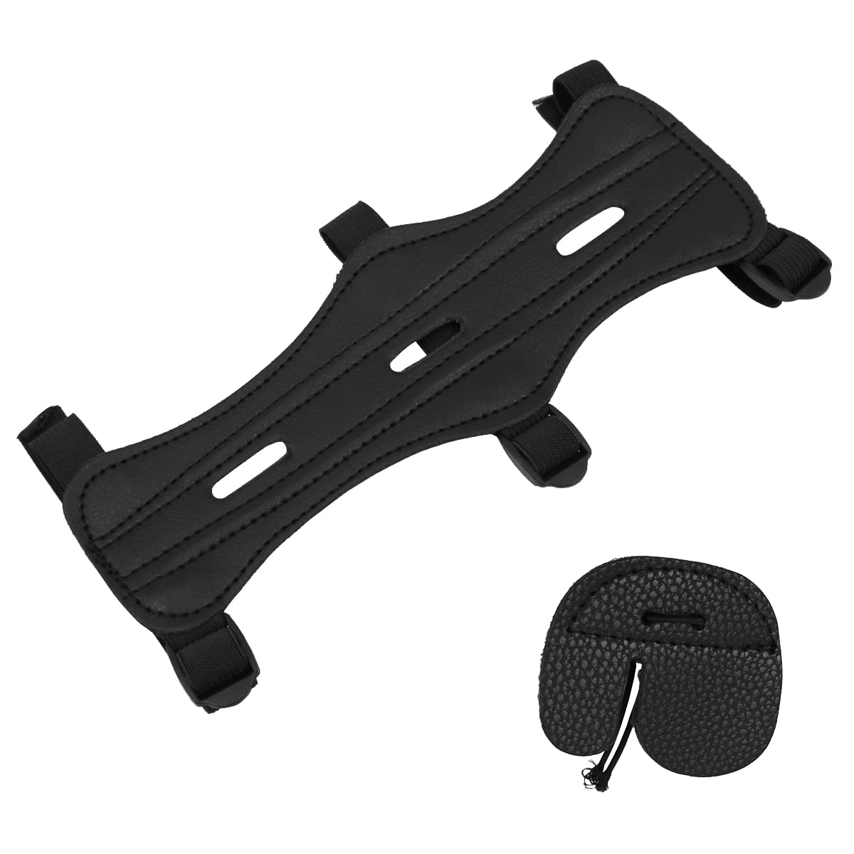 WANGCL 1 Set Archery Arm Protector Archery Finger Guards Adjustable Archery Arm Protector Black Leather Arm Guards
