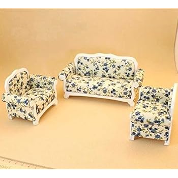 Amazon Com 1 12 Dollhouse Miniature Doll Furniture Sofas Blue