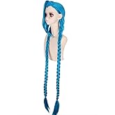 OYSRONG Anime Women Cosplay Costume Wig, Long 47.24''/120cm Blue Color Braids Heat Resistant Cosplay Costume Fibre Wig