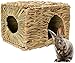 Mkono Natural Seagrass Mat Hideaway Hut Toy, Hand Woven Folding Beds Sleeping Chew Toys for Guinea Pig