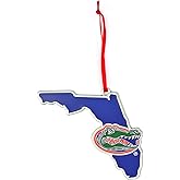 Florida Gators State Shaped Metal Christmas Ornament