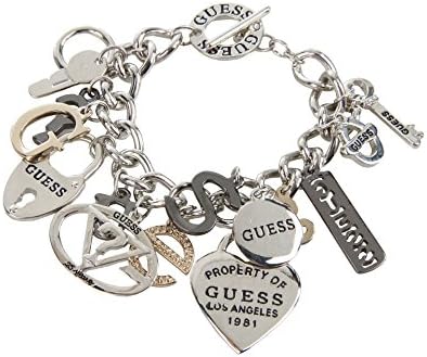 Amazon.com: GUESS Women's Silvertone Chain Toggle Dangle Heart