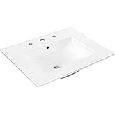 JONATHAN Y SNK1001A Ancillary 3-Hole 24 in. W x 18.25 in. D Classic Contemporary Rectangular Ceramic Single Sink Basin Vanity