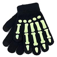 accsa Toddler Kid Boy Girl Glow Dark Skeleton Print Touchscreen Magic Gloves 2 Pack Christmas Gift