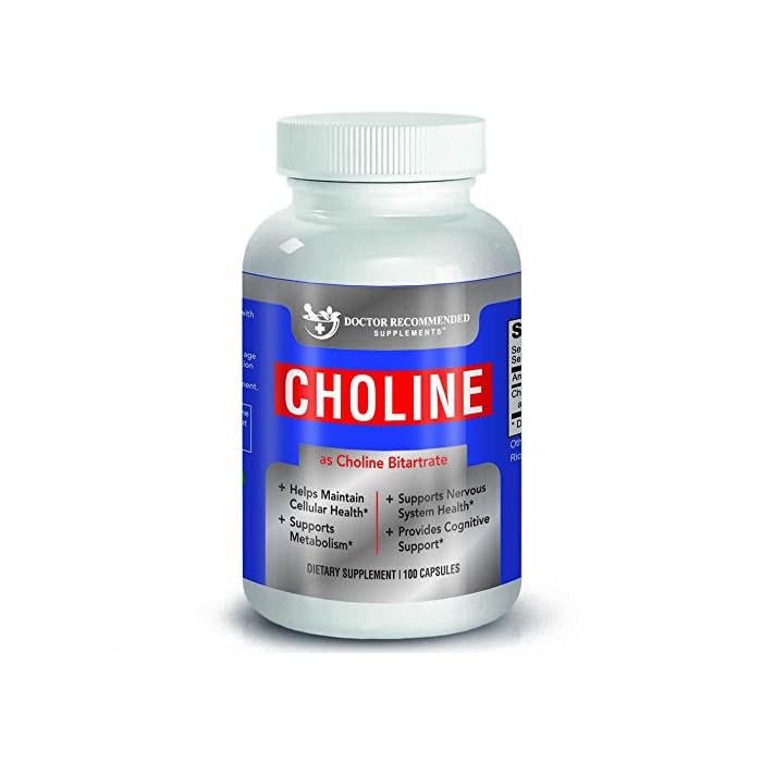 Doctor Recommended Choline Supplement – 500 mg (100 ct) - Boosts Brain & Memory Health – Improves Cognitive Function – Promotes Focus and Alertness – Natural – Vegan – Kosher – Made in The USA