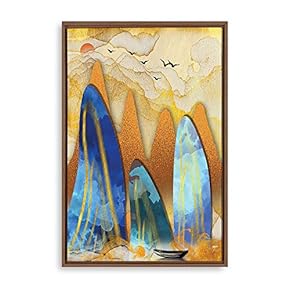 Framed Canvas Wall Art Golden Forest Canvas Prints Home Artwork Decoration for Living Room,Bedroom - 16x24 inches