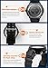 FANMIS Classic Unisex Digital Sports Watch Women's Men's Multifunctional Watch Stainless Steel Band Square Big Numbers Dial Waterproof Electronic Led Watch (Z Black)