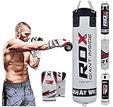 RDX Punching Bag UNFILLED Set Kick Boxing Heavy MMA Training with Gloves Punching Mitts Hanging Chain Muay Thai Martial Arts 4FT 5FT