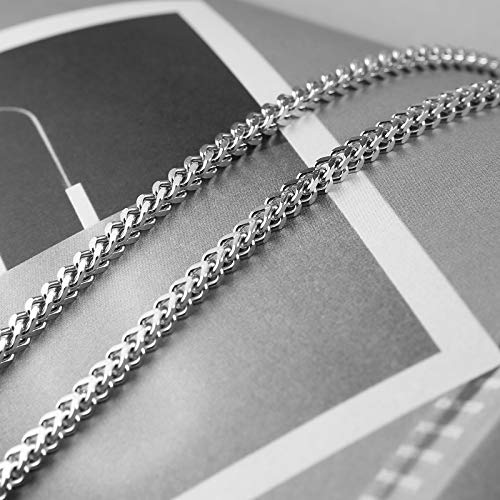 Collar De Cadena Pequeña DG Para Hombre 24" Plata.Acero Inoxidable 4mm