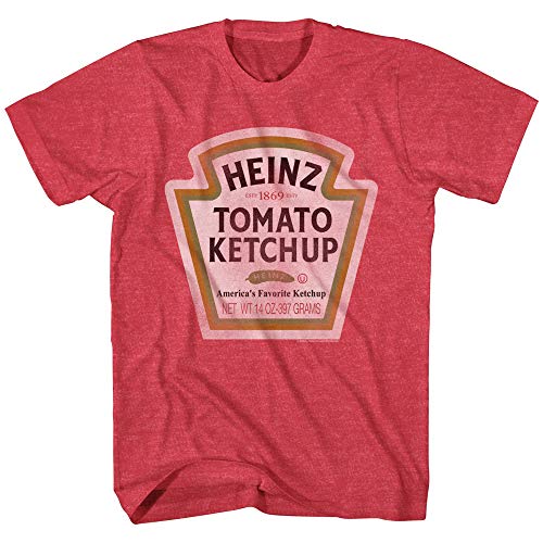 Mad Engine Heinz Ketchup Bottle Logo Classic Vintage Retro Funny Costume Men's T-Shirt (Red Heather, Small)