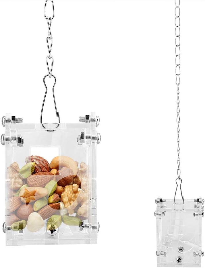 YOUTHINK Bird Foraging Toy, Creative Hanging Parrot Treat Feeder Toy Acrylic Transparent Bird Food Toys for Parakeet Cockatiel Conure
