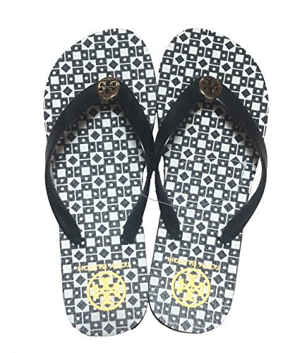 tory burch black and white flip flops
