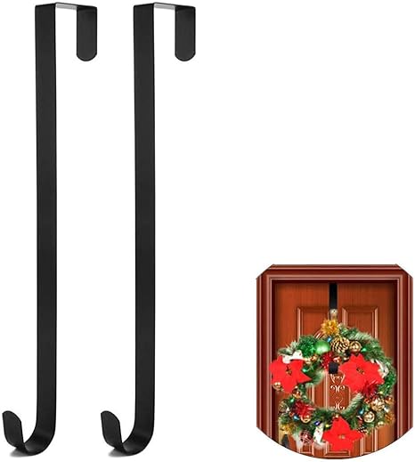 Amazon Forest 2pcs ドアフック クリスマスリース ドア吊り 装飾フック 花輪フック ドアハンガー クリスマス リース フック S字 フック ドア掛け用 取り付け簡単 ドア掛け用 金属フック 玄関 小物 飾り 2個黒 ドアハンガーフック