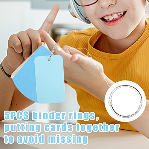 Koogel 250PCS Index Cards with Ring, Colored Study Cards Waterproof Covers 2.2 x 3.5 Inch Blank Notecards Flash Cards for School Learning Memory Office Recipe Game Cards