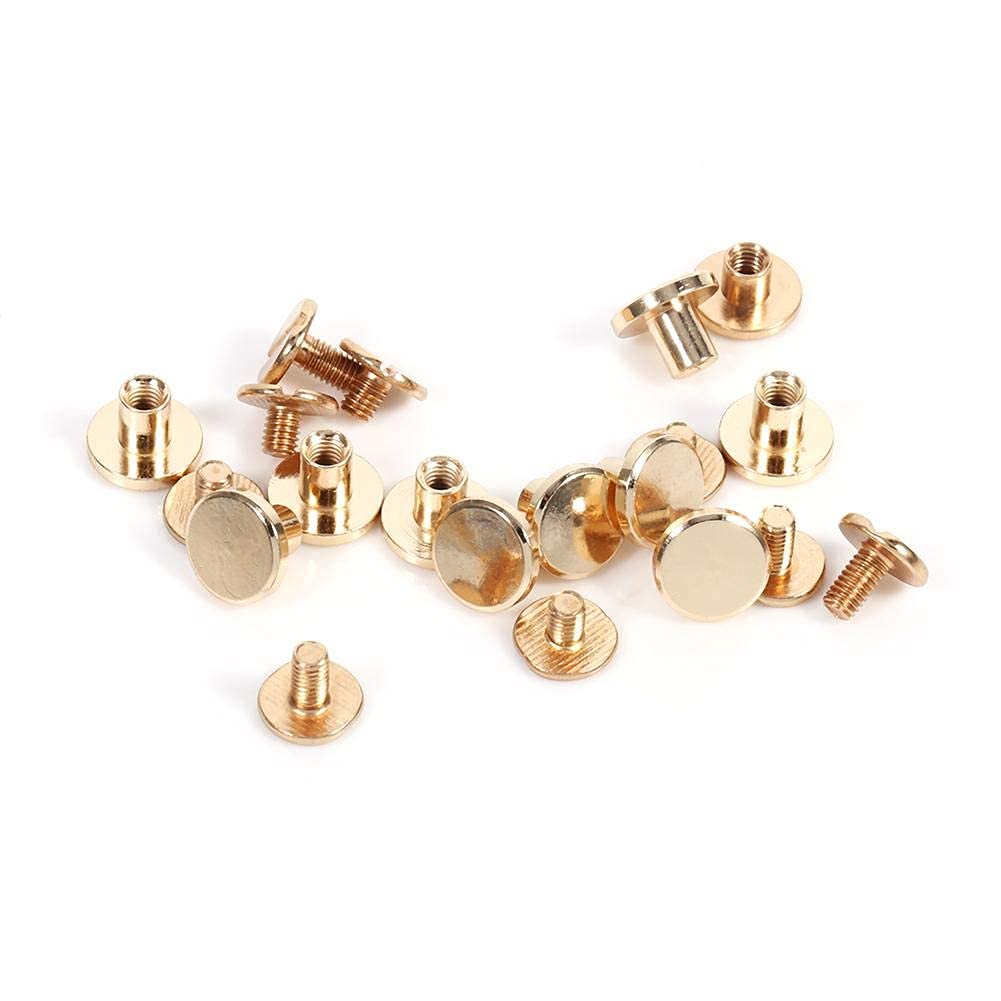 Chicago Screws for Leather, Brass Fasteners Rivets Studs Repair Kit for DIY Belt Fixing Gold 6.5mm โ image 1