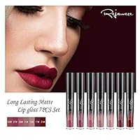 Lip Gloss Set by Rejawece - Waterproof Long Lasting Matte Lip Gloss Liquid Lipstick Set Beauty Makeup Cosmetics Lip Stick Lip Glosses Set of 7 Colors