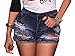 Olyha Womens Distressed High Waisted Denim Shorts Destroyed Ripped Folded Hem Jean Shorts Stretchy with Pockets(XL)