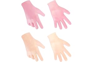 MoyRetty Silicone Moisturizing Gloves 2 Pairs, Flexible & Durable, Ideal for Dry Hands, Home Spa Experience - Pink & Beige