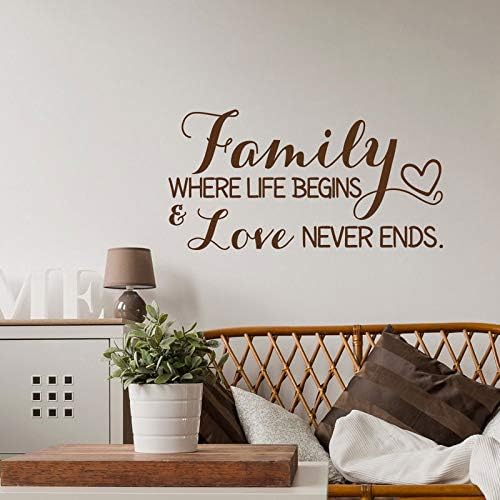 ONETOTOP Inspirational Family Wall Decal Quote- Family Where Life Begins And Love Never Ends Wall Decal- Family Sign Home Decor 81 * 42cm
