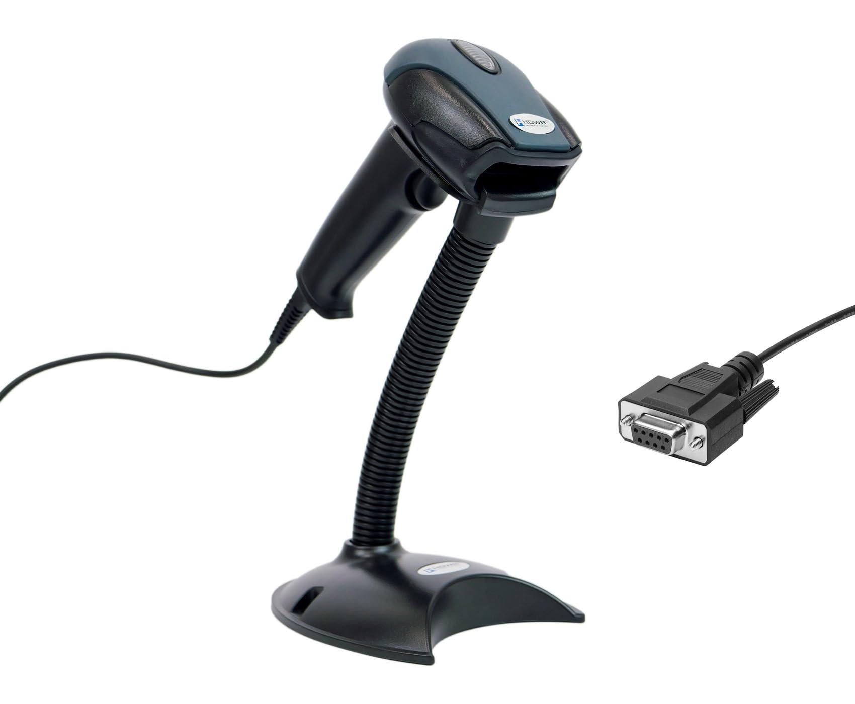 Barcode Scanner, RS232 Cable, Ergonomic Design, Fast Code Reading, Stand included, Auto Scanning, IP54 Protection, Function keys, Prefix and Suffix, HDWR HD29A-RS232