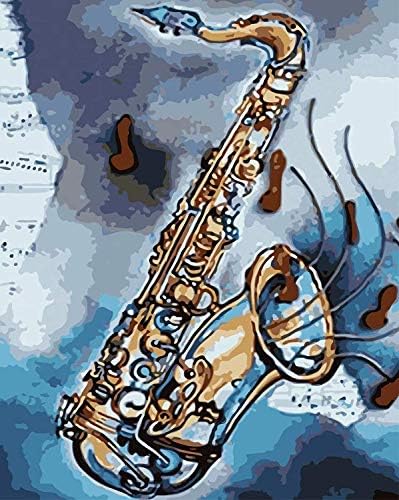 XADITON Crafts Paint Jobs By Digital Kit Kids Color By Number Kit With Tag Watercolor Saxophone Picture 7 40x50cm noframe