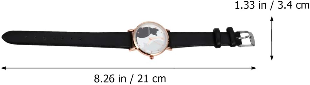 UKCOCO Kids Watches for Girls: Analog Quartz Wrist Watch with Cute Cat Patten Soft Leather Band for Girls Age 5-12 Years Old - Image 3