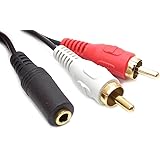 Wired-up 3.5mm Stereo Jack/RCA Plug X2 Y Cable - Black