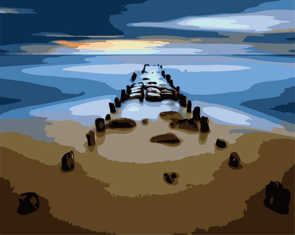 ABEUTY DIY Paint by Numbers for Adults Children, Blue Sky and Water Bridge 16x20 inches Number Painting Art Therapy