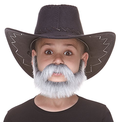 Mustaches Fake Beard, Self Adhesive, Small Nobleman False Facial Hair for Kids, Salt and Pepper Color