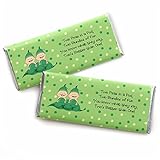 Twins Two Peas in a Pod Caucasian - Baby Shower or Birthday Party Candy Bar Wrappers Party Favors - Set of 24