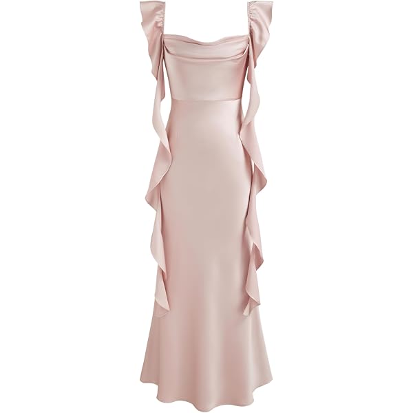 Amazon.com: CIDER Wedding Guest Dress Maxi Dress Cowl Neck Sleeveless  Ruched Gown Pink : Clothing, Shoes & Jewelry