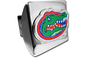 ELEKTROPLATE University of Florida Gators Bright Polished Chrome with Color Gator Head Emblem NCAA College Sports Trailer Hitch Cover Fits 2 Inch Auto Car Truck Receiver