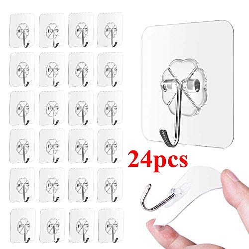 LtrottedJ Strong Transparent Suction Cup Sucker Wall Hooks Hanger Kitchen Bathroom 24Pcs