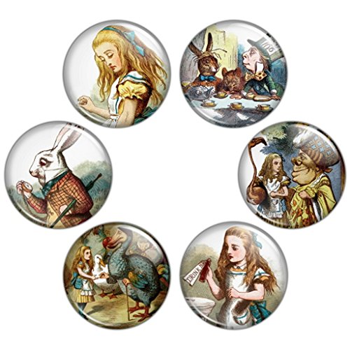 Button Bistro Women's Alice in Wonderland 1.25 inch Pinback Button Set #3 Badges