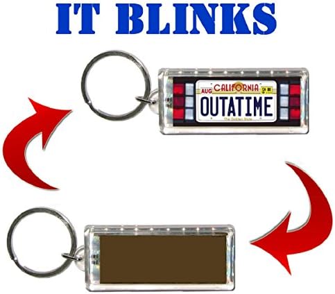 Back To The Future Outta Time Delorean License Plate Blinking Solar Keychain No Batteries Ever Needed