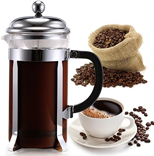 Coffee Tea Maker Coffess Press Pot 1000ml Use For Coffee, Milk, Tea, Fruit, Chocolate Stainless Steel And Frame, Glass Container, Heat-resisting Heavy-duty