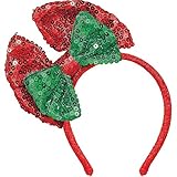 amscan Red and Green Fabric Bow Headband | Christmas Accessory