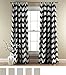 Lush Decor Chevron Light Filtering Window Curtain Panel, 84 inch x 52 inch, Black, Set of 2