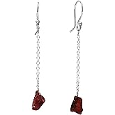 Gempires Raw Gemstone Dangle Earrings Lightweight Healing Crystal Chain Jewelry Hypoallergenic Silver Plated Stylish Classic Design Dangling Women Earrings