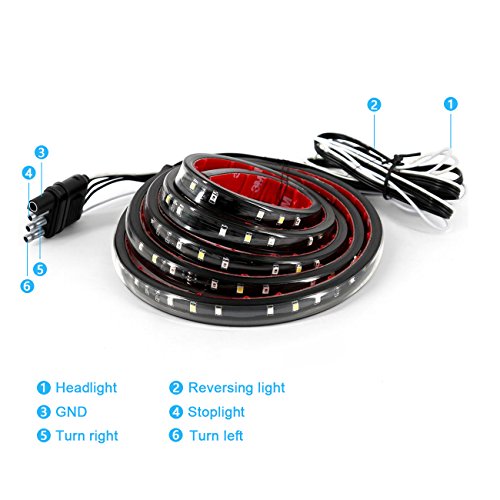 Carrep Universal Truck Tailgate Strip Light Side Bed Light Strips 5 Function Waterproof Turn Signal, Parking, Reverse,Brake Lights (60 Inches)