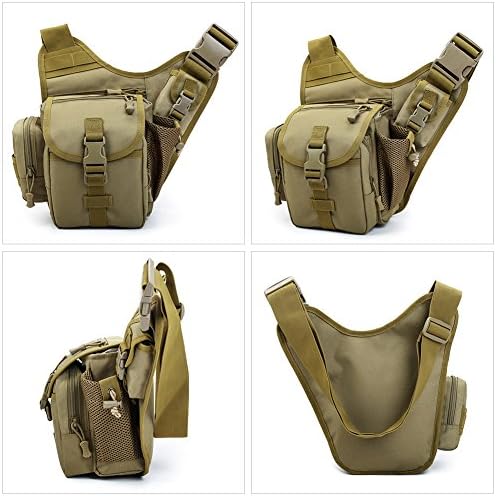 Awaytoy 7.5" Men's Tactical Shoulder Bag Nylon Outdoor Military Pouch Crossbody Side Bag Brown