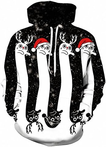 Solpai Unisex 3D Digital Printed Graphic Pullover Hooded Sweatshirts Thin Sweatshirts Men Women 3d Hoodies Print Two Headed Creature Hooded Hoodies Pullover Tops A XXXL