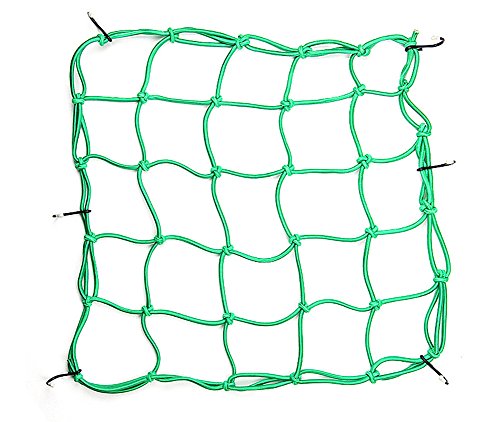 Moyishi 15 x 15 "(40x40cm) Cargo Net for Motorcycle Elasticated Bungee Cord Cargo Net 6 Hook Luggage Mesh Bungee Net (Green)
