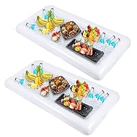 SVNA 2 PCS Inflatable Serving/Salad Bar Tray Food Drink Holder - BBQ Picnic Pool Party Buffet Luau Cooler,with a Drain Plug