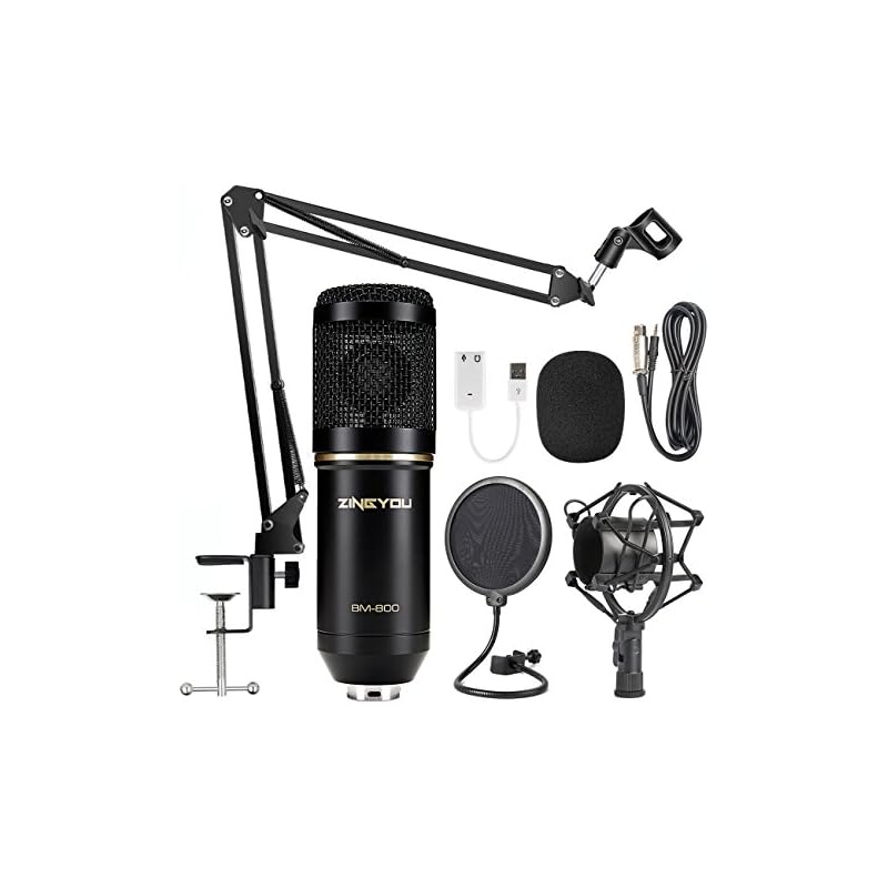 ZINGYOU Condenser Microphone Bundle, BM800 Mic Kit with Adjustable Mic