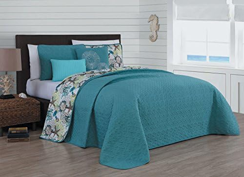 Geneva Home Fashion Avondale Manor Surf City 5-Piece Quilt Set, King, Blue