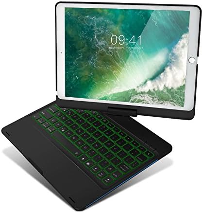 [New Version] iPad Keyboard Case for New 2018 iPad, 2017 iPad, iPad Pro 9.7, iPad Air 1 and 2 with 360 Degree Rotatable Cover and Folio 180 Degree Multi-Angle (All 9.7 inch Versions) Black