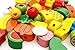 HLJgift Wooden Fruits and Vegetables Lacing & Stringing Beads Toys with Hedgehog Board for Above 3 Years Old Kids
