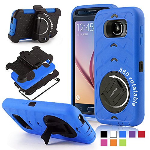 Galaxy S6 Case, Honeycase Military Extreme-Duty Shockproof Rugged Hybrid Armor Case Cover With Belt Clip Holster Rotating Kickstand and Screen ProtectorÂ for Samsung Galaxy S6 (Finder- Blue)