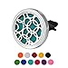 HOUSWEETY Car Air Freshener Aromatherapy Essential Oil Diffuser - Hollow Circle Stainless Steel Locket,11 Refill Pads (with Gift Bag)